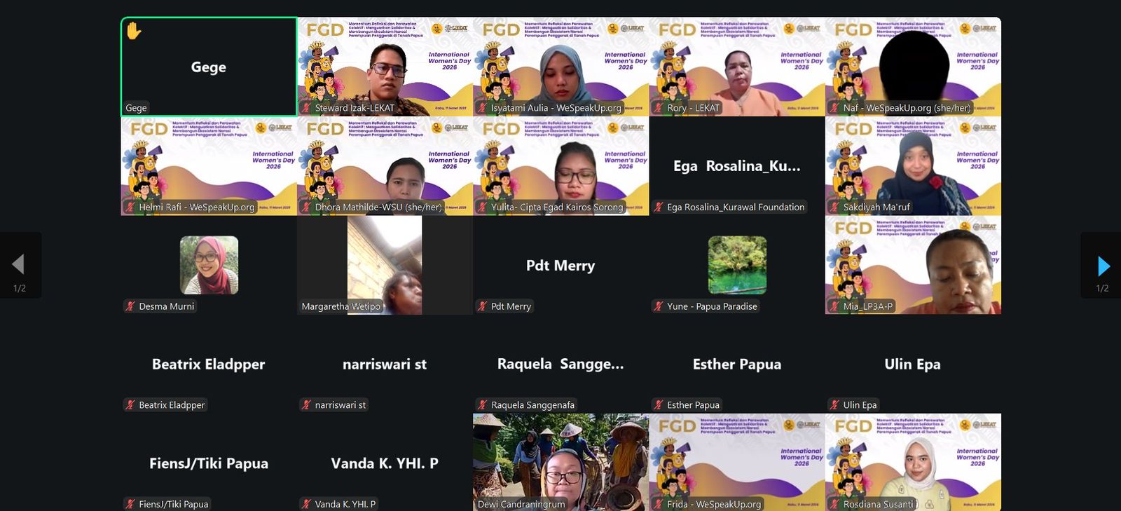 Focus Group Discussion (FGD) Online "MENGUATKAN SOLIDARITAS & MEMBANGUN EKOSISTEM NARASI PEREMPUAN PENGGERAK DI TANAH PAPUA" (11 Maret 2026)