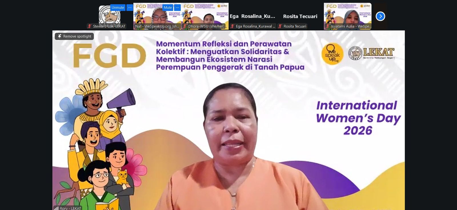 Focus Group Discussion (FGD) Online "MENGUATKAN SOLIDARITAS & MEMBANGUN EKOSISTEM NARASI PEREMPUAN PENGGERAK DI TANAH PAPUA" (11 Maret 2026)